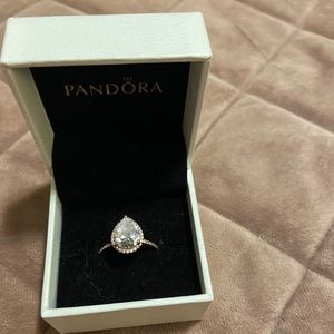 Pandora Sparkling Teardrop Halo Ring